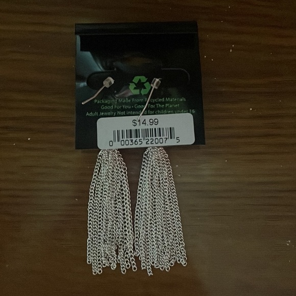 Long silver tassel earrings - Picture 2 of 2